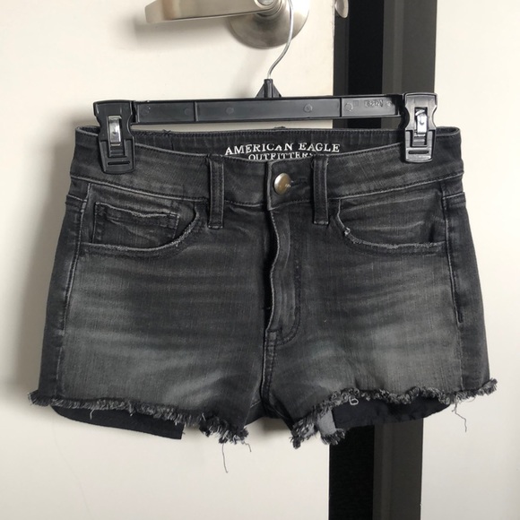 American Eagle grey wash high rise jeans shorts - Picture 1 of 4